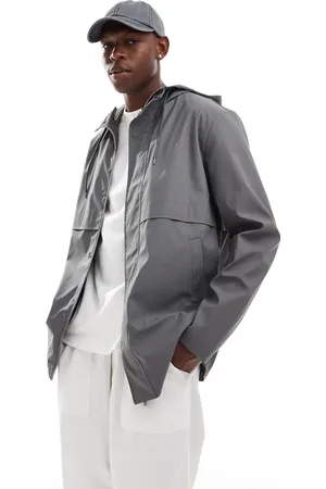 ASOS Shower resistant rubberised rain jacket in charcoal