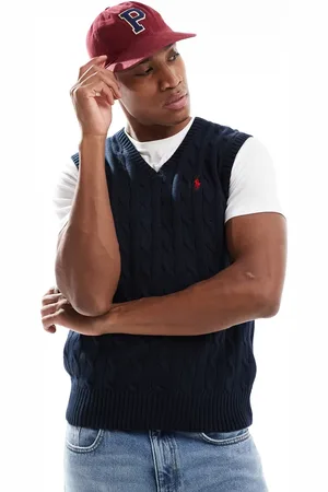 Ralph Lauren Icon logo roving cotton cable knit vest in
