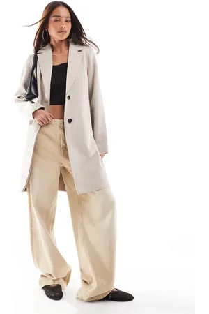 ONLY Longline coat in cream
