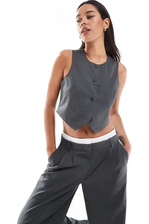 VERO MODA Short waistcoat co-ord in dark melange