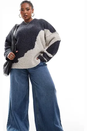 ASOS ASOS DESIGN Curve crew neck boucle jumper in abstract print
