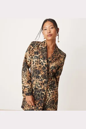 Miss Selfridge Longline blazer dress in animal print