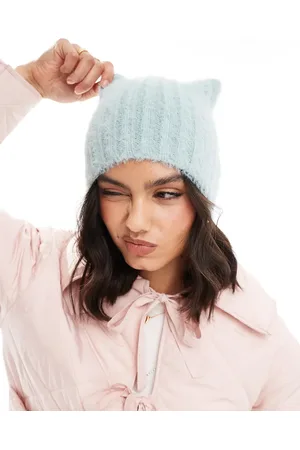 My Accessories Fluffy square beanie in blue