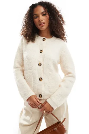 VERO MODA Aware textured boucles cardigan in cream