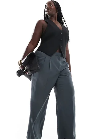 VERO MODA Rita tailored wide leg dad trousers in asphalt