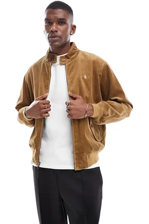 Ralph Lauren Icon logo lined cord harrington in tan