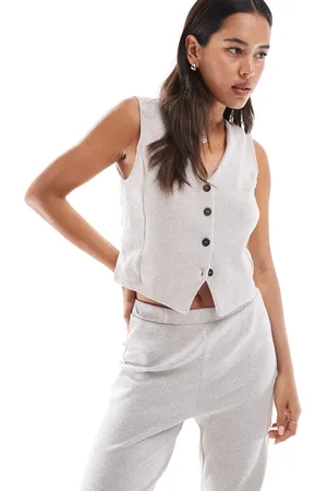 Pieces® Structured jersey waistcoat co-ord in silver