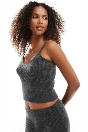 VERO MODA Aware knitted tank top co-ord in dark melange