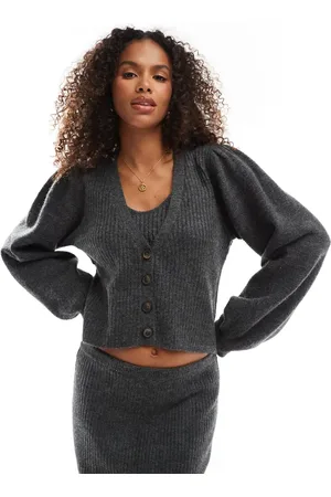 VERO MODA Aware chunky soft cardigan co-ord in dark melange
