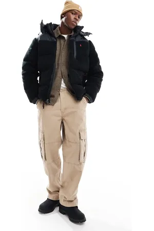 Ralph Lauren Detatchable hood borg down puffer jacket in