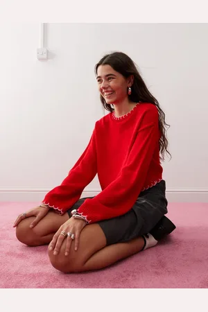 Miss Selfridge Blanket stitch knitted jumper in
