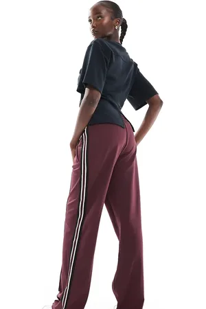 ONLY Side panel wide leg track pant in burgundy