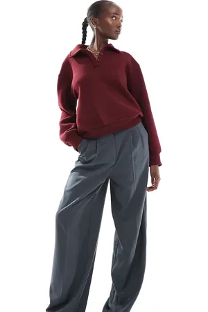 VERO MODA Rita tailored wide leg dad trousers in asphalt