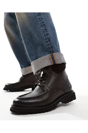 ASOS Lace up boots in brown leather with apron toe