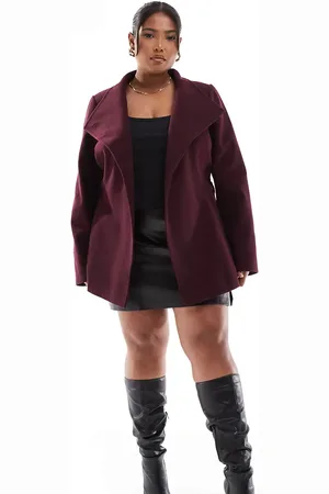Yours Wrap wool coat in berry burgundy