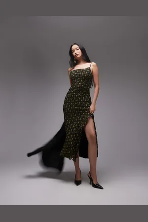 Topshop Ruffle slip dress in vintage floral print