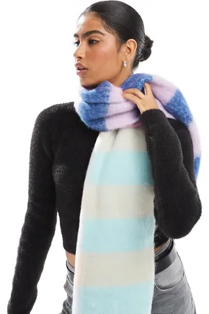 Pieces® Super soft tassel scarf in ombre sherbert stripes and check