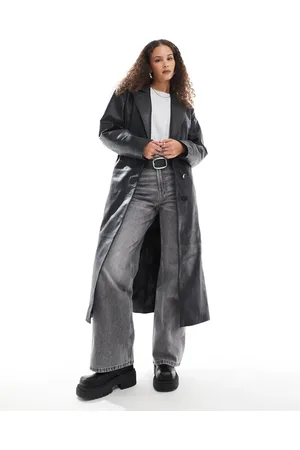 Urban Code Bold shoulder leather trenchcoat in
