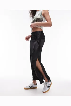 Topshop Satin tuck midi skirt in