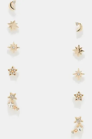 ASOS Pack of 5 stud earrings with celestial detail in tone