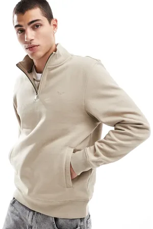 Threadbare 1/4 zip sweatshirt in stone