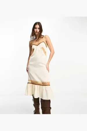 Reclaimed Winter lingerie slip dress in ivory