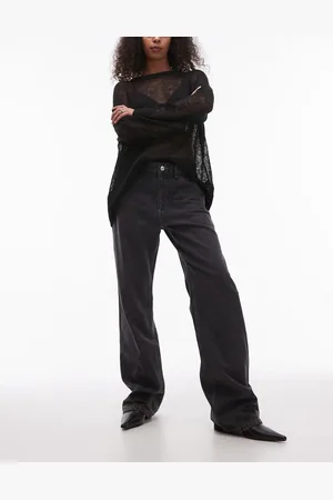 MANGO Straight leg purple wash jeans in