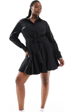ASOS Curve godet pleated mini shirt dress in