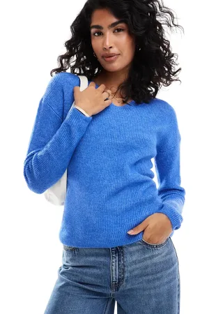 ONLY V neck slouchy jumper in marine