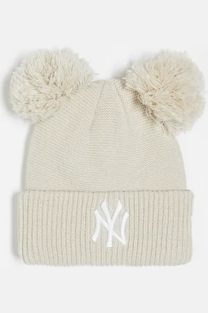 New Era LA Dodgers double pom beanie in beige