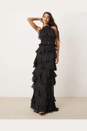 ASOS Occasion ruffle maxi skirt co-ord in black