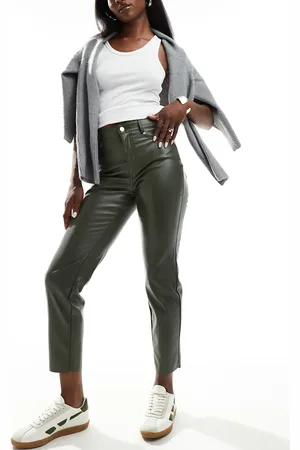 ONLY Emily high waisted faux leather trouser in dark