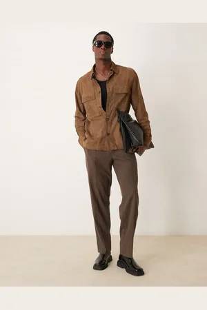 MANGO Classic collar button down suede jacket in