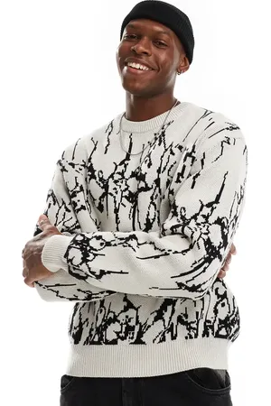 Weekday Emilio jumper with black pattern jacquard graphic in off