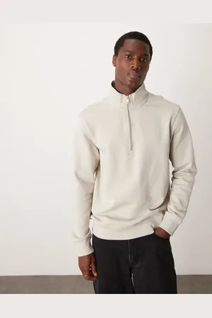 MANGO Quarter zip sweater in natural