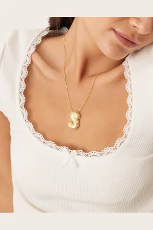DesignB London Embellished initial S necklace in