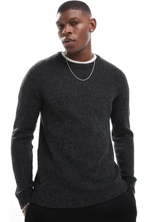 JACK & JONES Oversized chunky jumper in dark mixed yarn