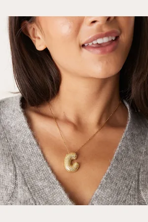 DesignB London Embellished initial C necklace in