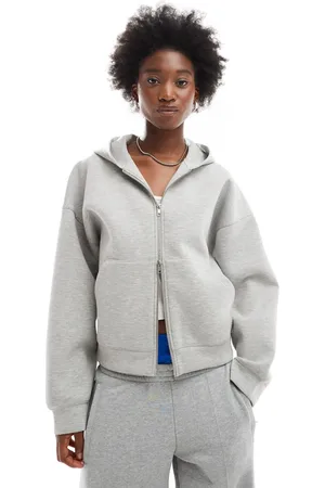 Weekday Scarlet oversized scuba zip through hoodie in melange