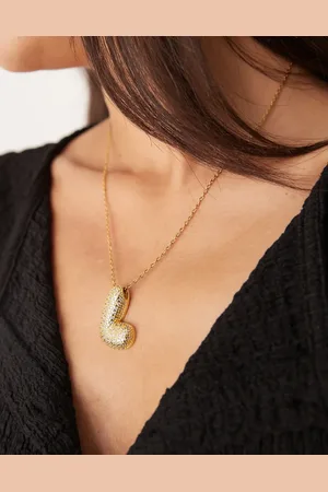 DesignB London Embellished initial L necklace in