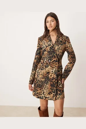 Miss Selfridge Longline blazer dress in animal print