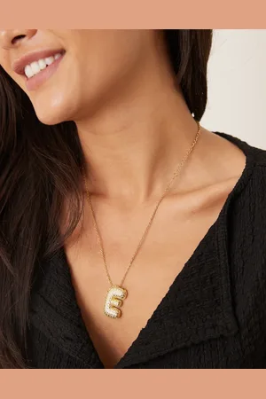 DesignB London Embellished initial E necklace in