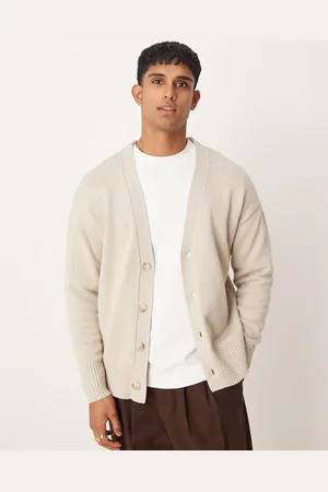 MANGO Ribbed detail cardigan in beige