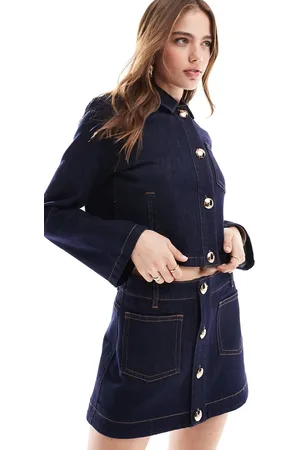 Bardot Denim shirt co-ord in dark indigo