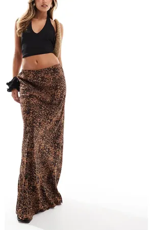 Miss Selfridge Bias cut maxi skirt in animal print