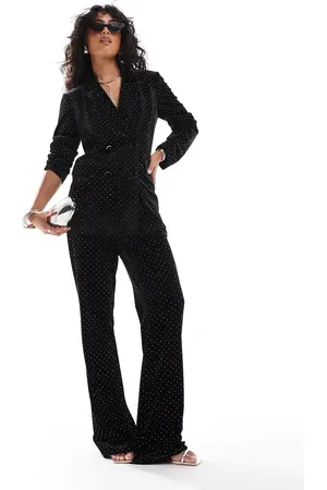 Y.A.S Velvet rhinestone high waisted trouser co-ord in