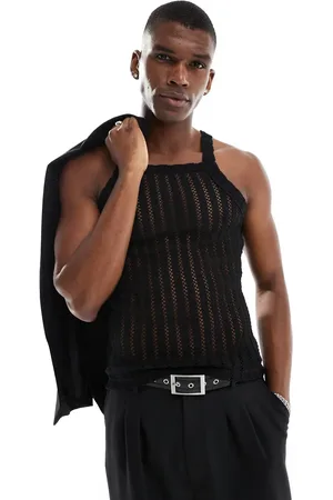 ASOS Muscle fit vest with square in crochet