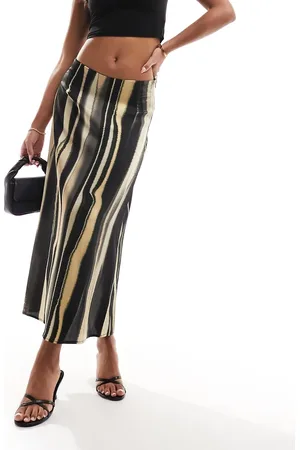 VERO MODA Abstract midi skirt in beige and