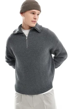 Weekday Jim wool blend half zip jumper in melange