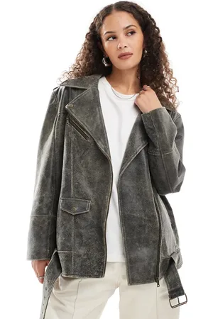 Urban Code Distressed longline biker jacket in